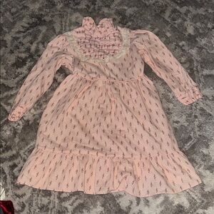 Polly Flinders Pink Floral Smocked Yoke Long-Sleeve Dress